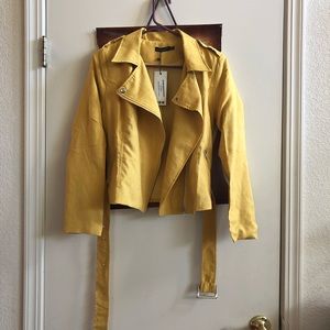 BooHoo Yellow Lightweight Moto Jacket sz 4 (US)